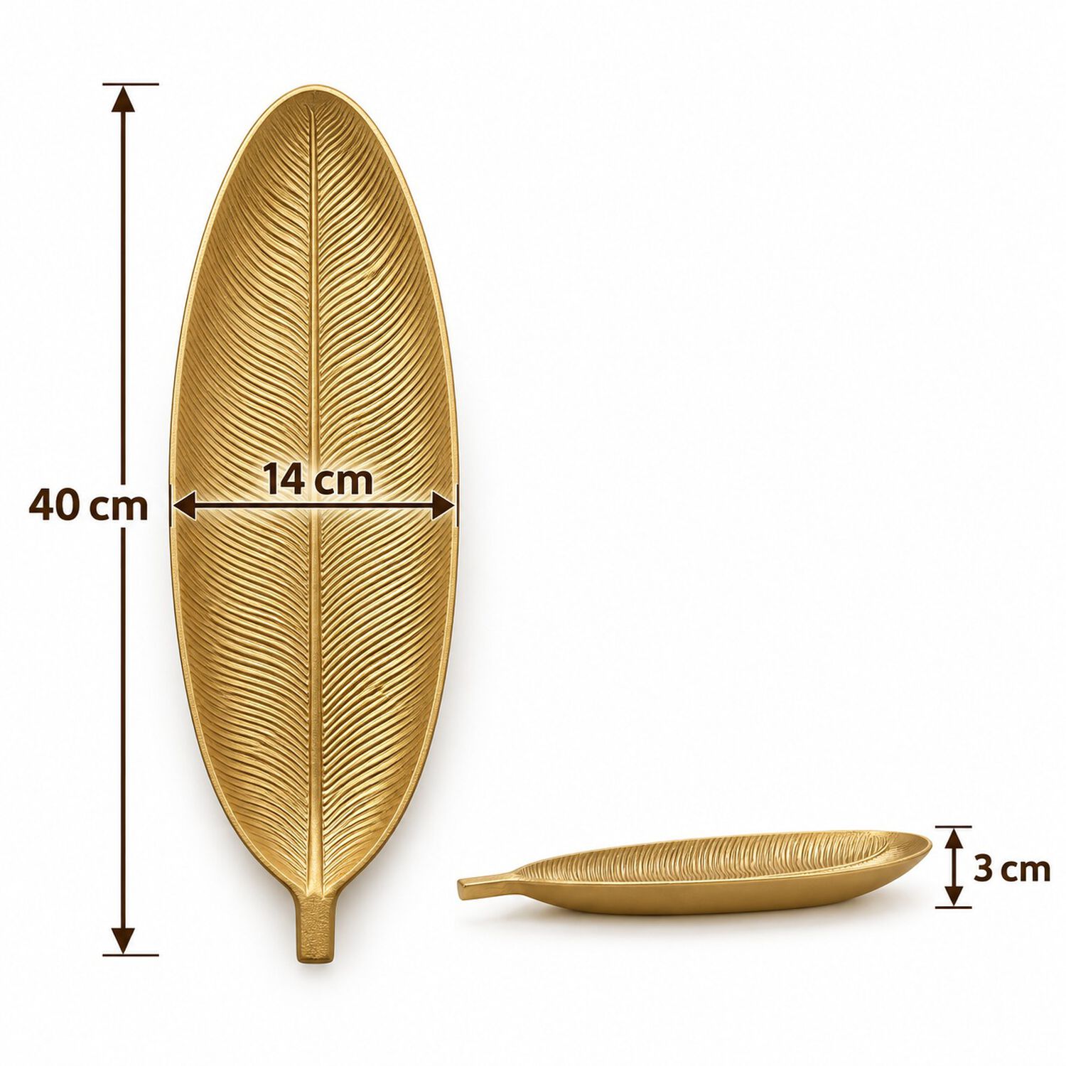 Bandeja Decorativa Forma De Hoja Estilo Moderno Organico 40 Cm Color Dorado image number 7.0