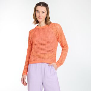 Sweater Crop Malla Manga Larga Cuello Redondo Mujer Freedom
