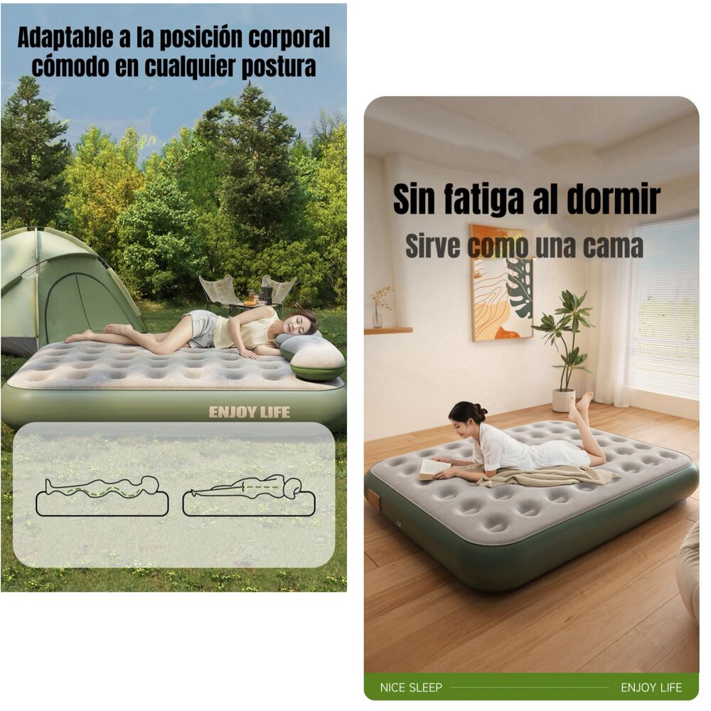 Colchón Cama Inflable Eléctrico Con Cojín Bolso 2 Plazas image number 1.0