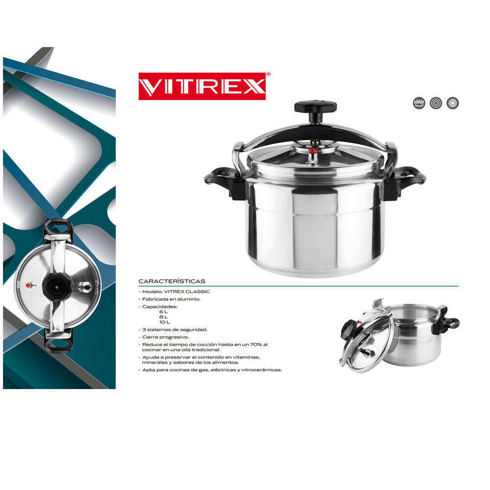 Olla A Presión Aluminio Vitrex 8 Litros image number 2.0