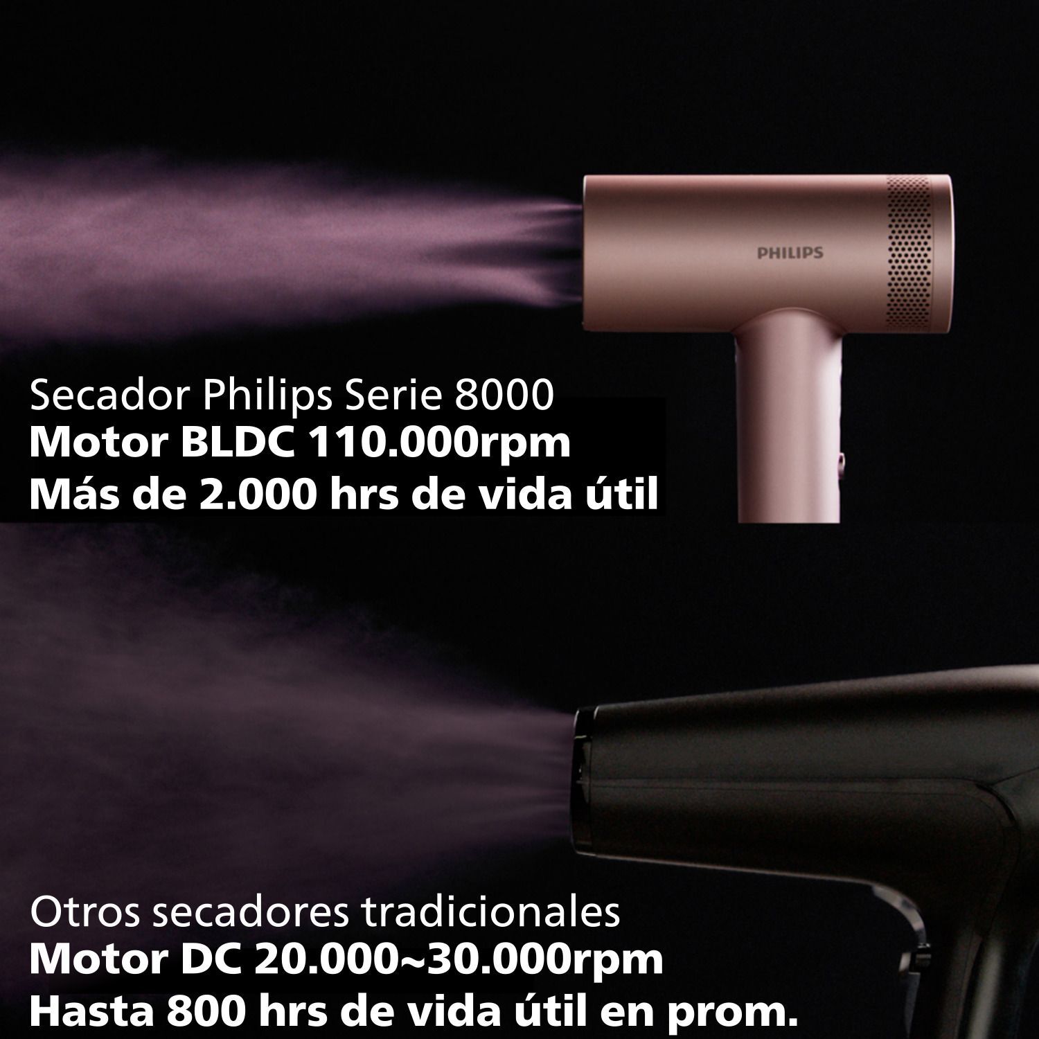 Secador De Pelo Philips I&oacute;nico Serie 8000 BHD837/00 Motor 100k RPM image number 8.0