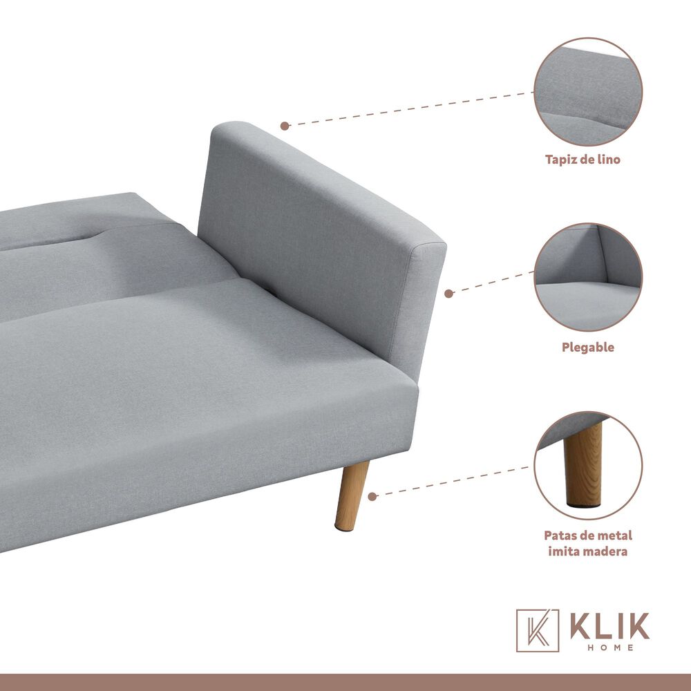 Fut&oacute;n Sof&aacute; Cama 3 Cuerpos Sara - Lino Gris image number 12.0