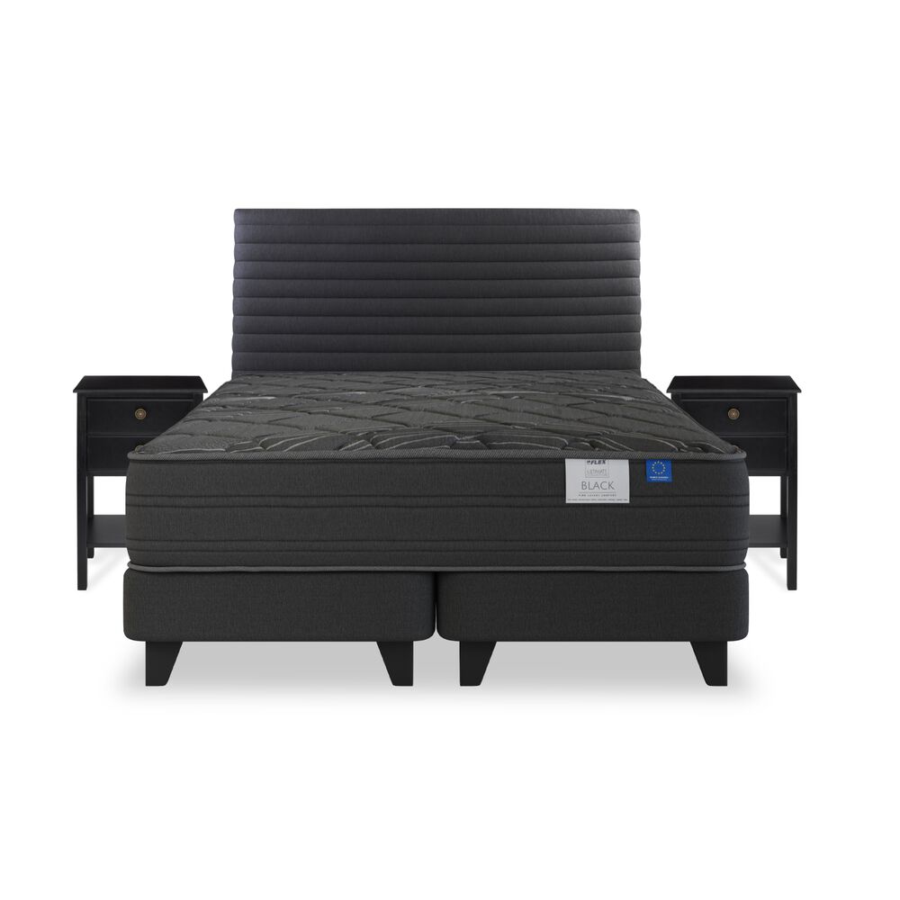 Cama Europea Flex Black / 2 Plazas / Base Dividida + Set De Maderas image number 1.0