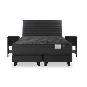 Cama Europea Flex Black / 2 Plazas / Base Dividida + Set De Maderas