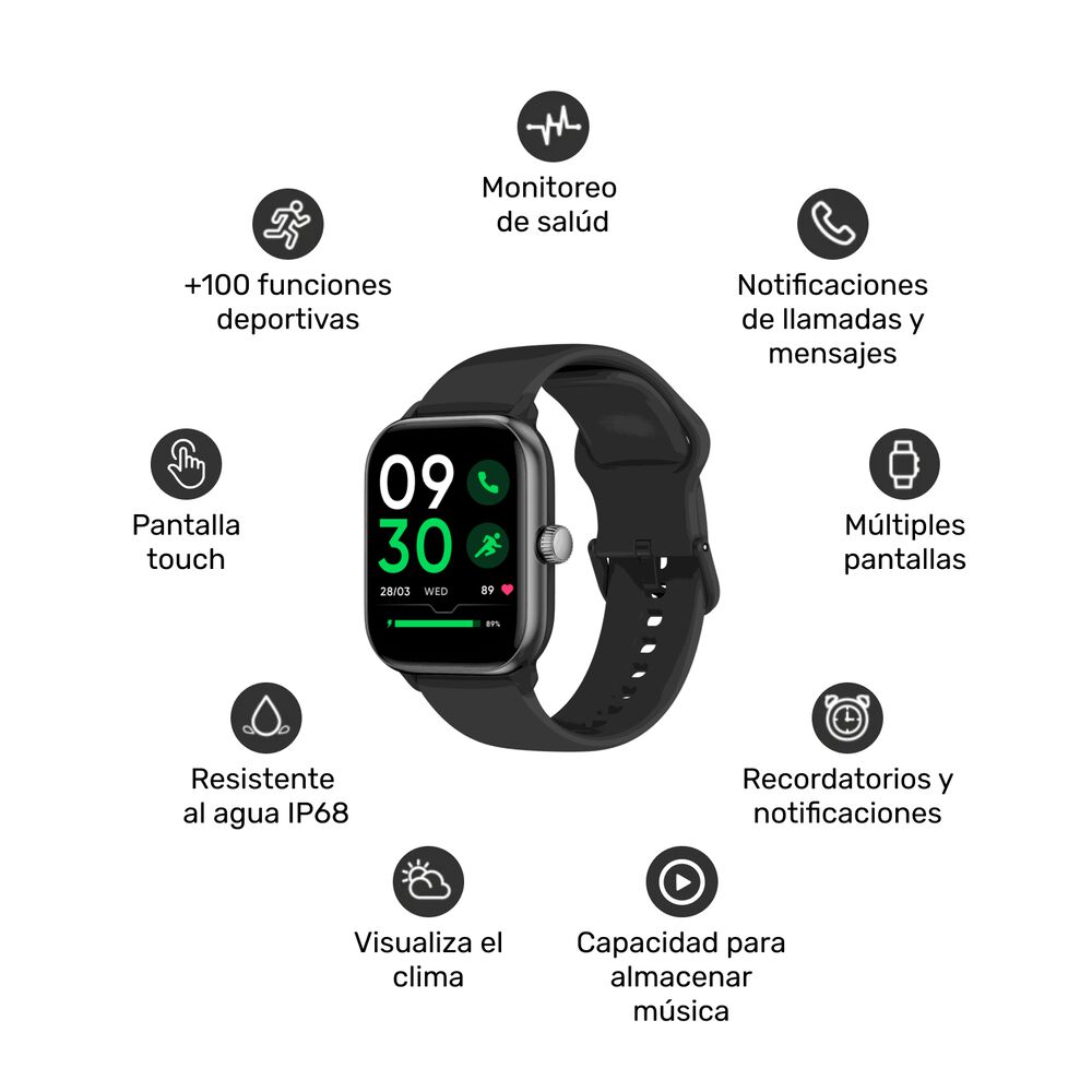Pack Smartwatch Black Rhythm + Audífonos Black Beatmaster image number 2.0