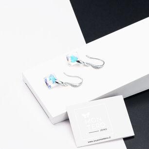 Aros Cristina Plata Italiana 925 Y Cristal Genuino Aurora Boreal