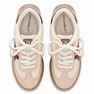 Zapatilla Mujer Beige/burdeo Caroline Piccadilly