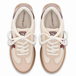 Zapatilla Mujer Beige/burdeo Caroline Piccadilly
