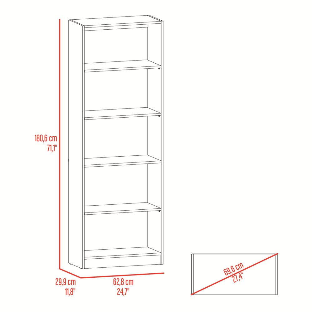 Estante Organizador De Libros Fm 180,6x62,8x29,9 Cm Negro Y Caf&eacute; image number 5.0