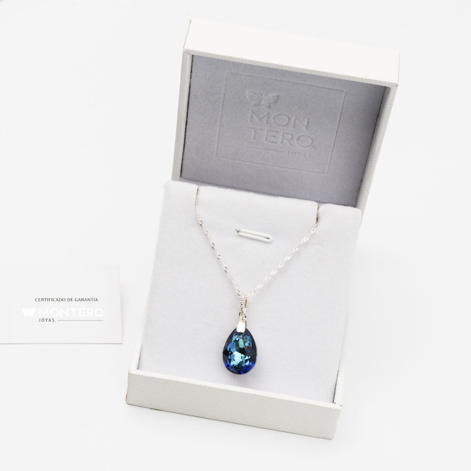 Collar Capricho Plata Italiana 925 Y Cristal Genuino Bermuda Blue image number 2.0