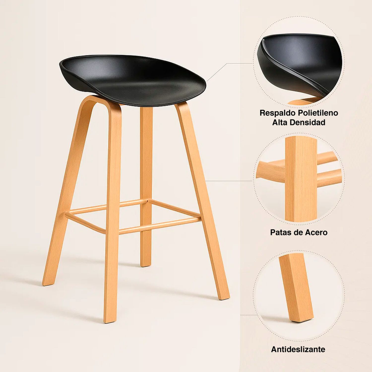 Taburete Piso Bar Nordic - Negro image number 9.0