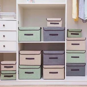 4 Unidades Cajas Organizadoras De Tela Plegables Con Tapas Gris