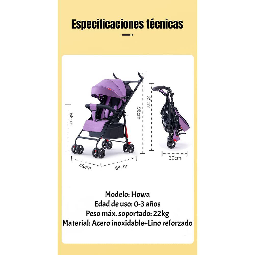 Coche Paseo Liviano Con Posa Vaso Howa Negro Lubabycas image number 2.0