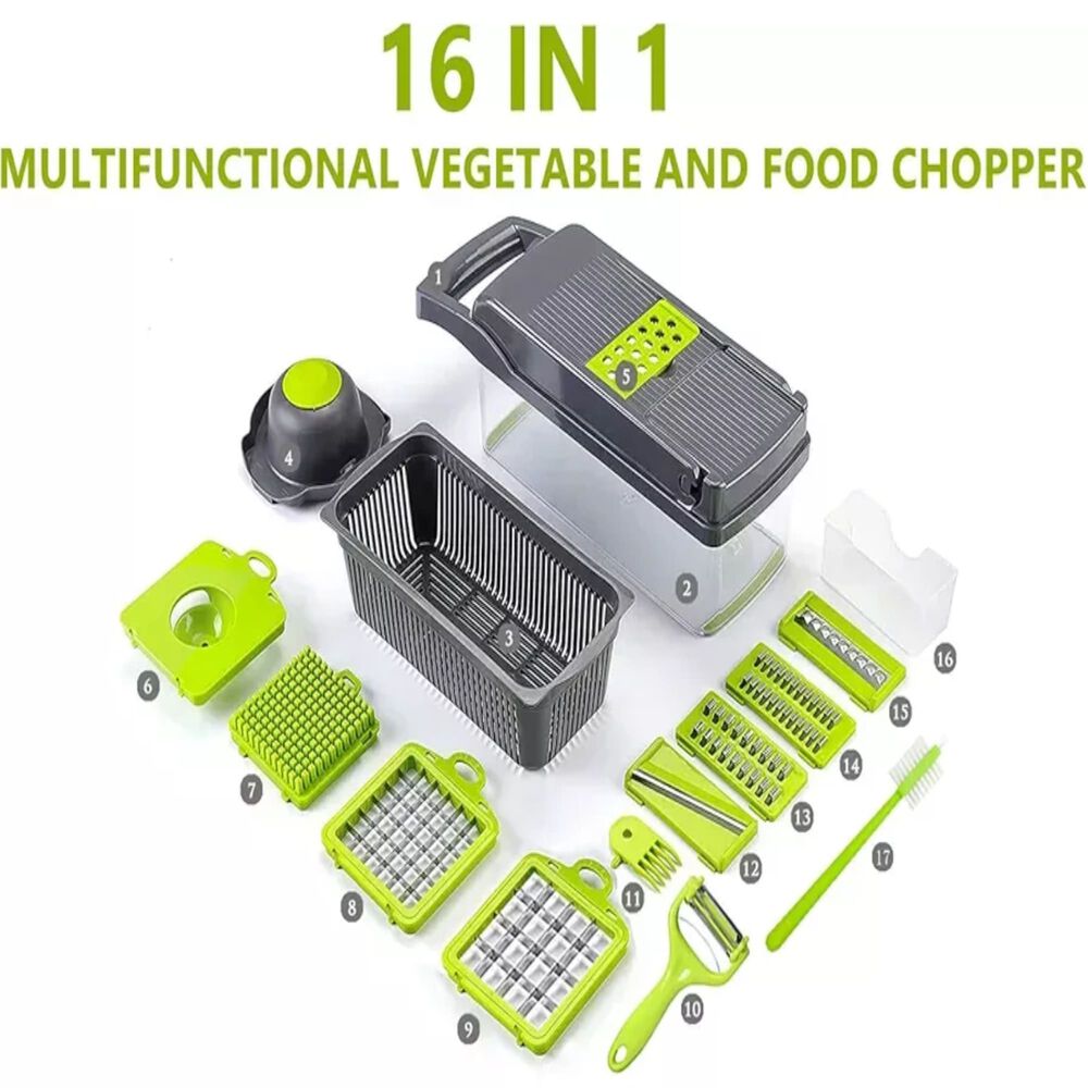 Cortador Picador De Verduras Frutas Multiuso 1 Set 16 Piezas image number 2.0