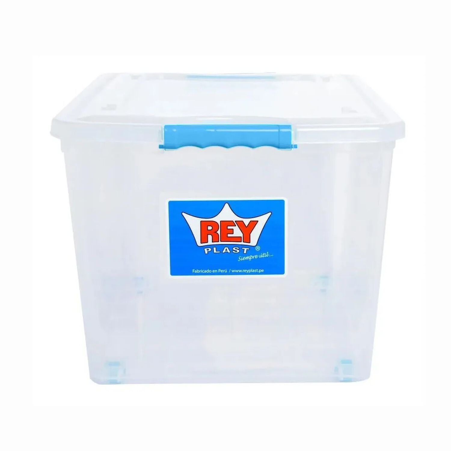Caja Organizadora Multiusos Almacenamiento Suprema 72 Lts Color Transparente Tapa Azul image number 1.0