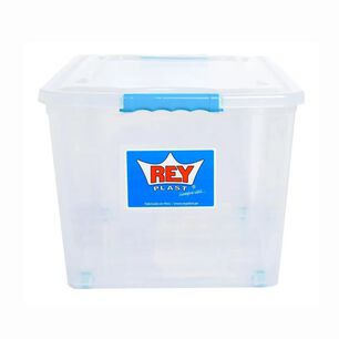 Caja Organizadora Multiusos Almacenamiento Suprema 72 Lts Color Transparente Tapa Azul