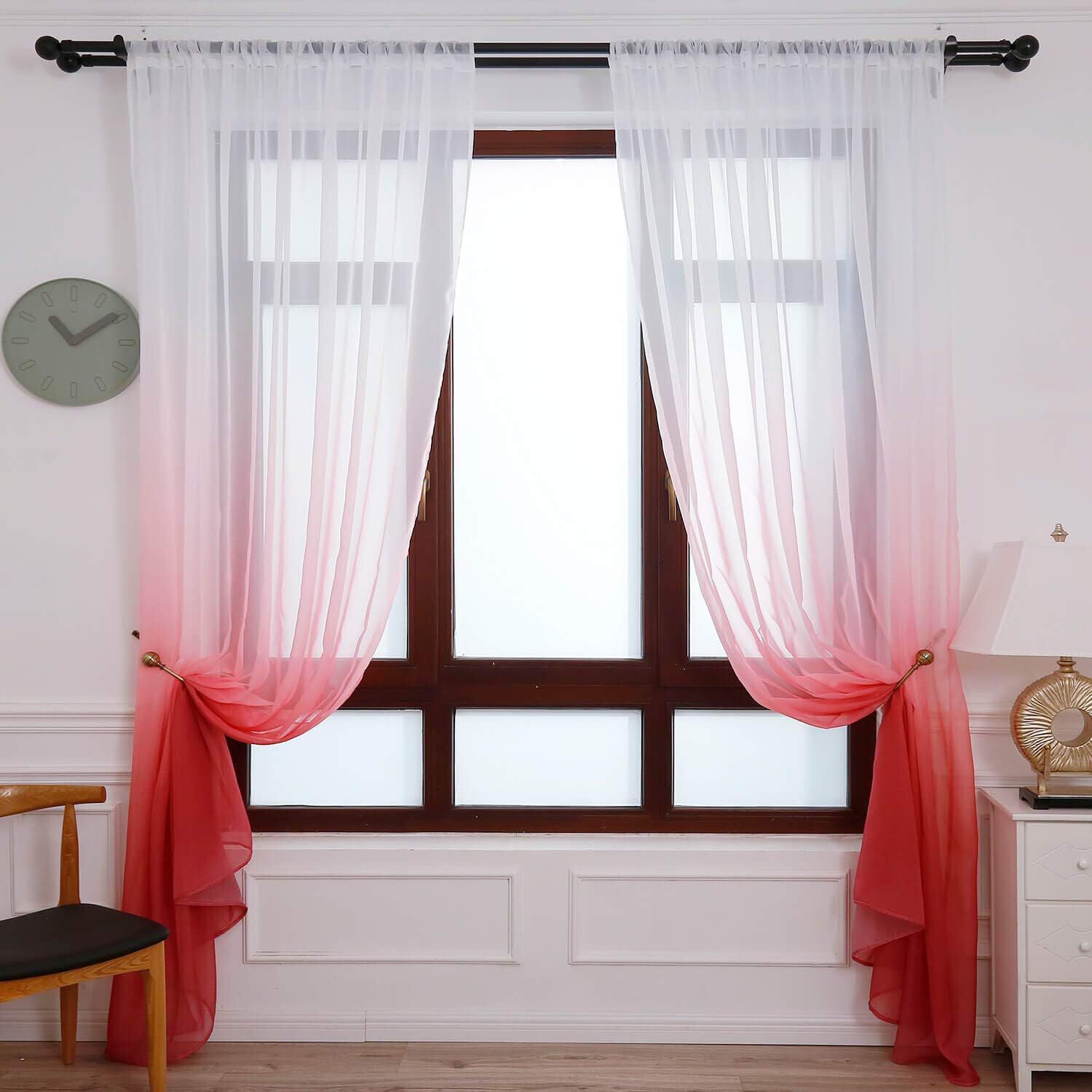 Pack De Visillo Degrade 140x220 Cm Burdeo image number 1.0