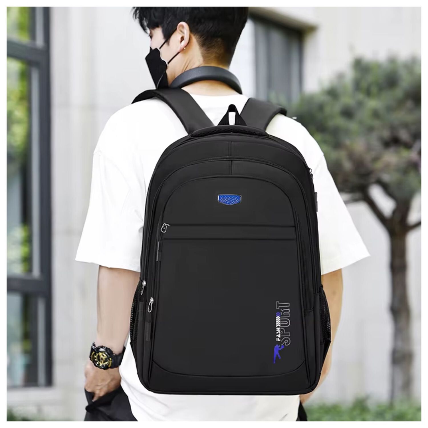 Mochila Hombre Impermeable Urbana Juvenil Multifuncional Blue image number 2.0