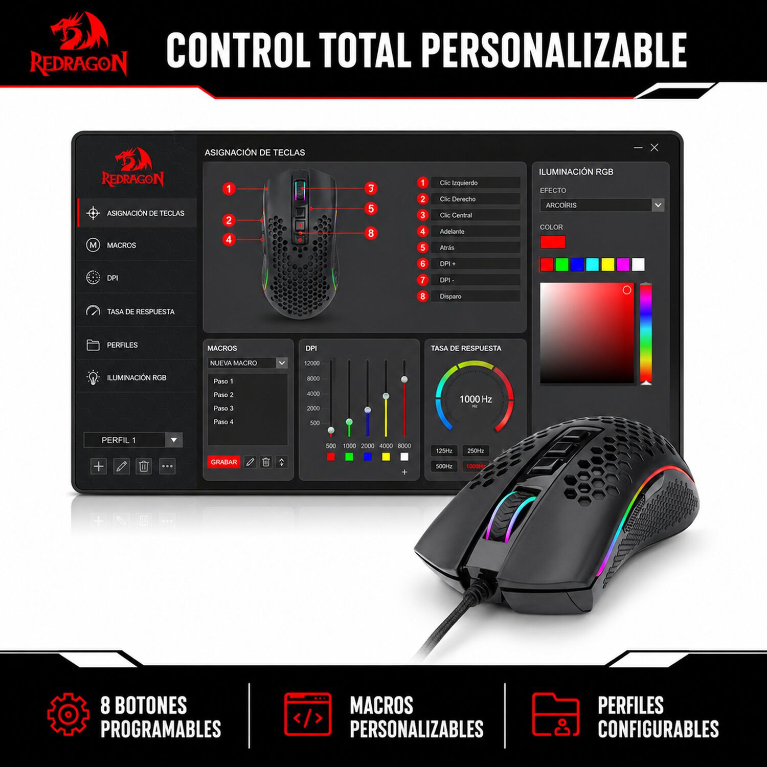 Mouse Gamer Redragon Storm Elite M988 Rgb 16000 Dpi image number 8.0