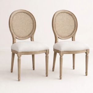 Pack De 2 Sillas De Comedor Madera Acolchada Luis Xv