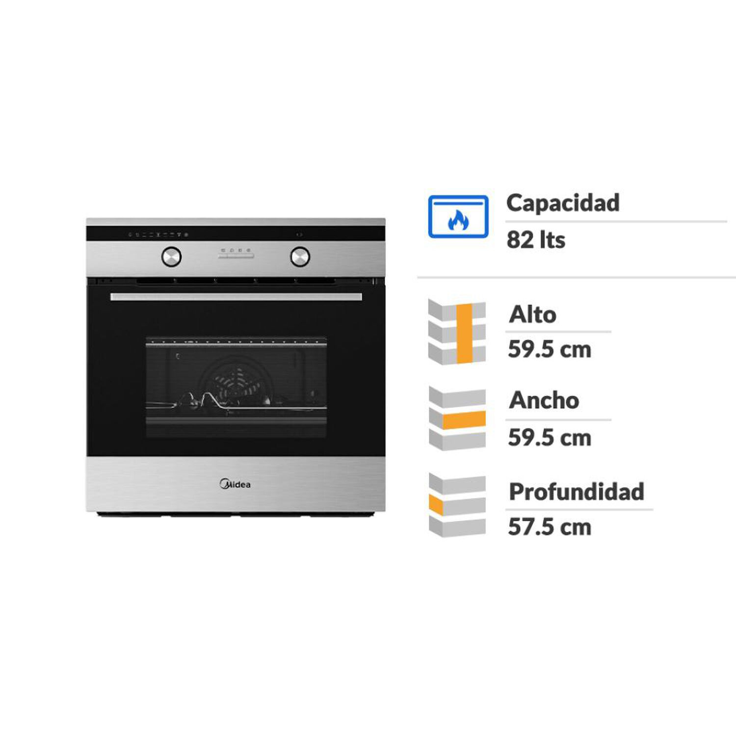 Horno Empotrado Midea MBOG2BA-90ECBS / 82 Litros image number 1.0