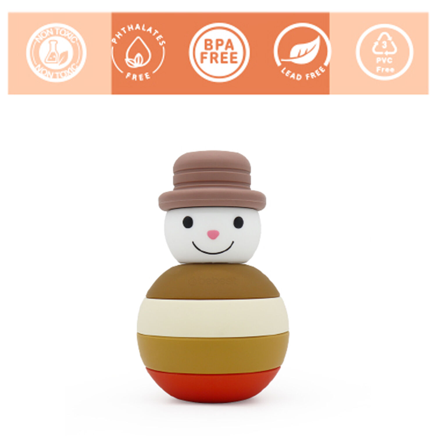 Juguete Mu&ntilde;eco Nieve Montessori Silicona Caf&eacute; image number 3.0