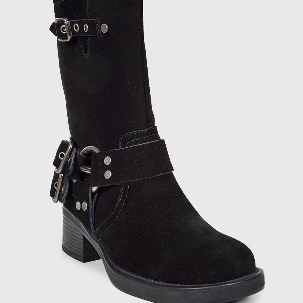 Bota Botín Cuero Biker Negro image number 2.0