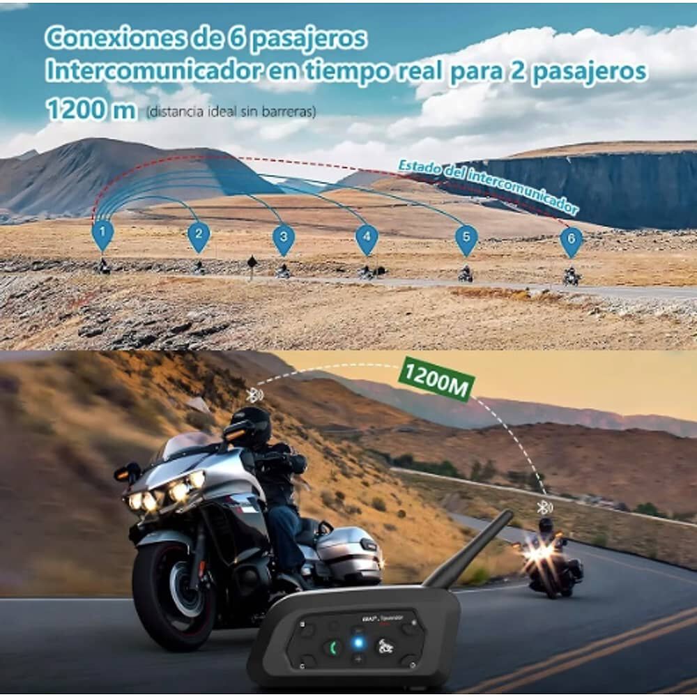 Intercomunicador V6pro Para Casco De Motocicleta, 2 Unidades image number 2.0