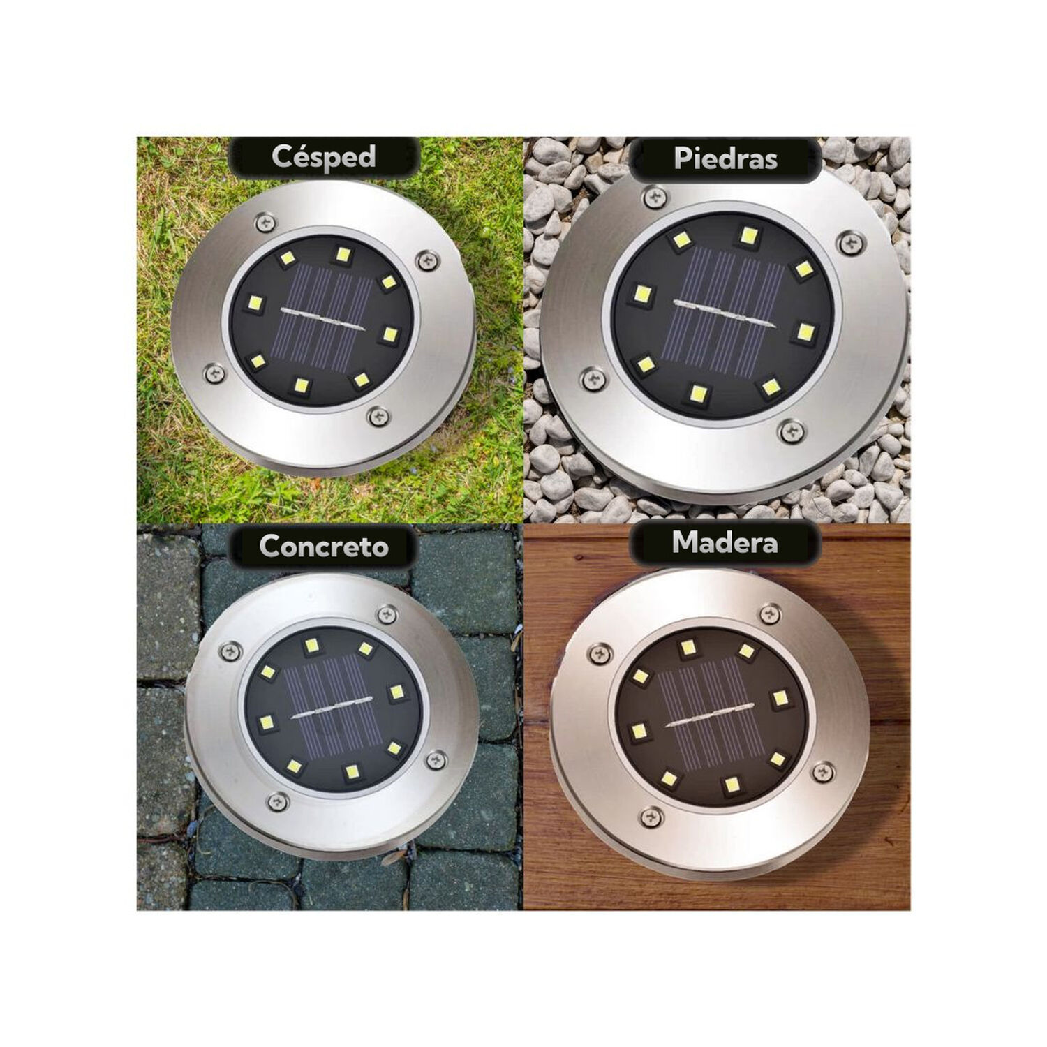 4 Luces Led De Piso Solar Contra Agua image number 5.0