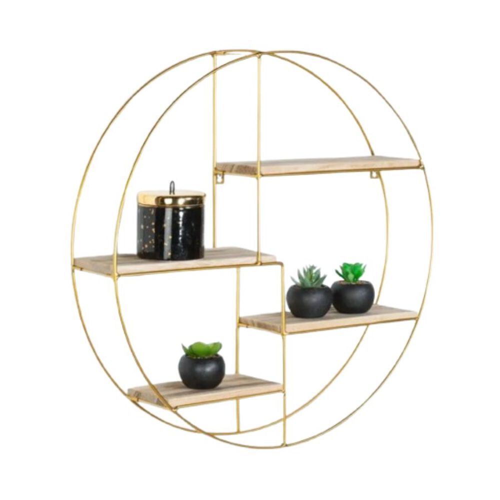 Estante De Pared Flotante Redondo De Metal 4 Repisas image number 1.0
