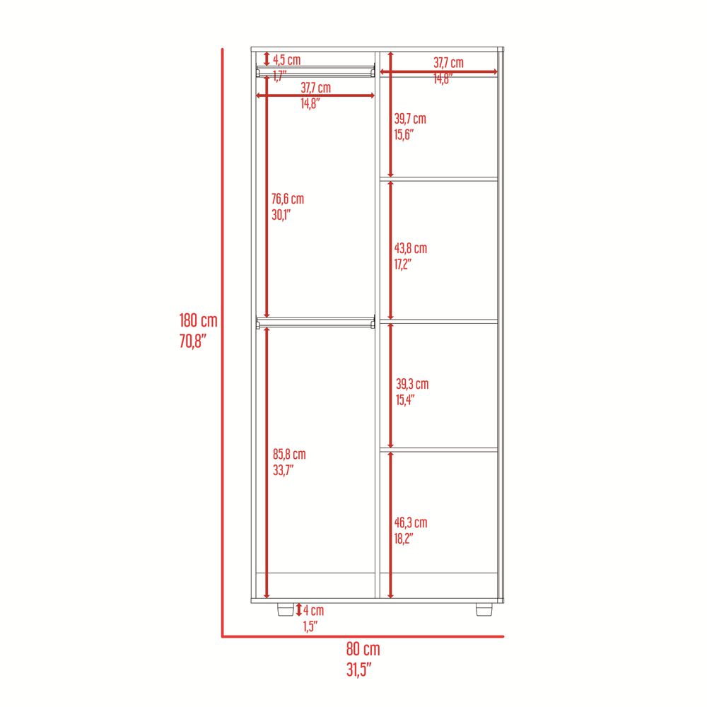 Closet 2 Puertas Fm Melmaina 180x80x48 Cm Negro image number 9.0