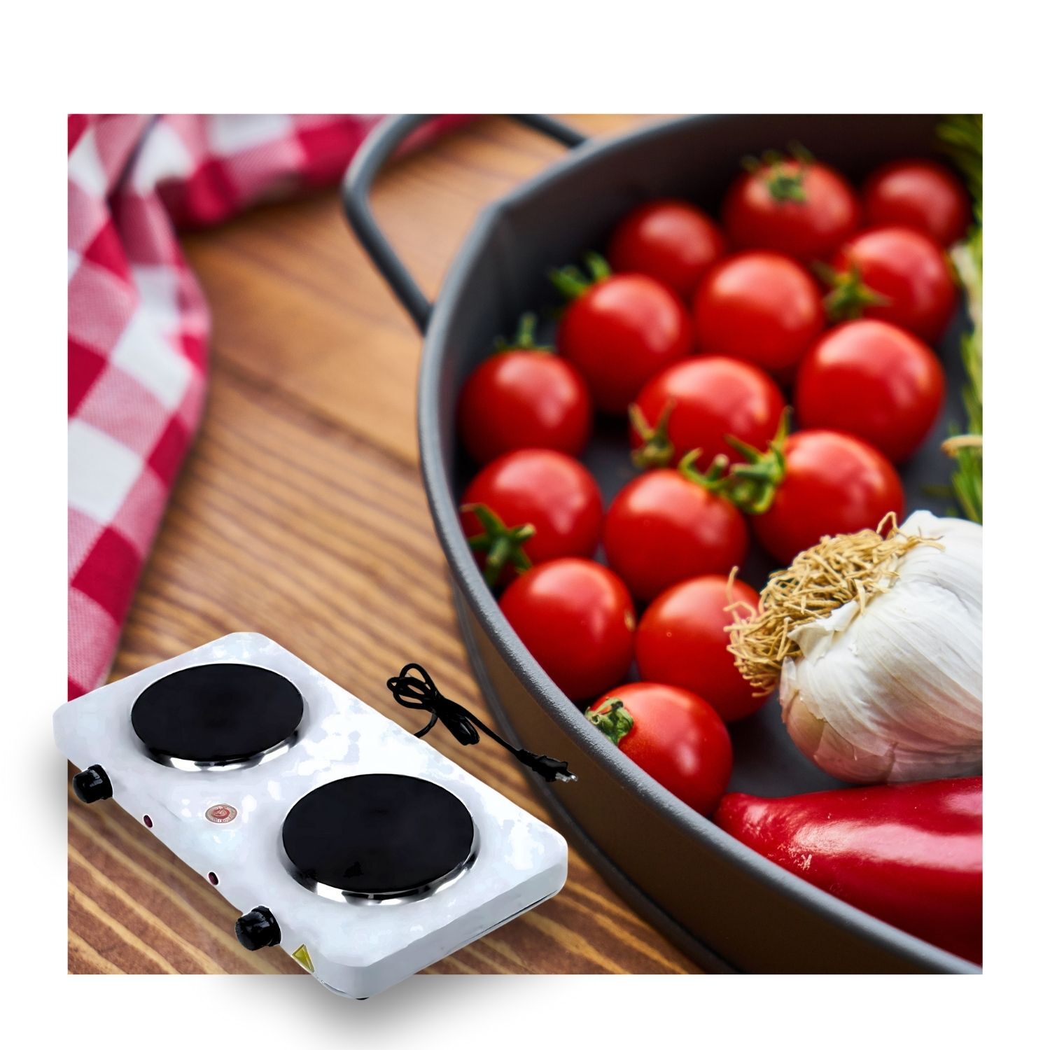 Hot Plate Cocina 2 Plato Electrica Portatil 1000w Blanco image number 2.0