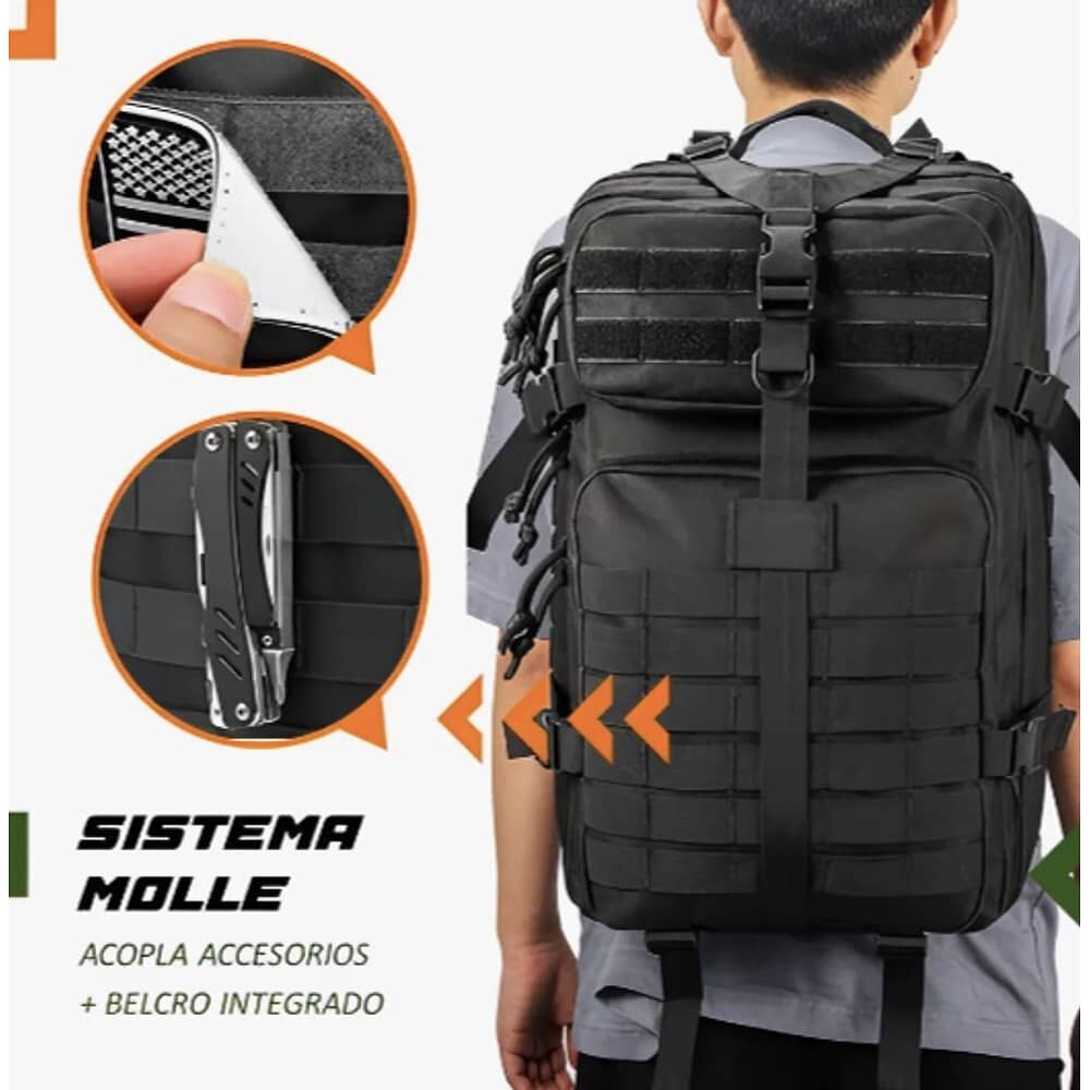 Mochila Tactica Outdoor 45l Impermeable Negro image number 2.0
