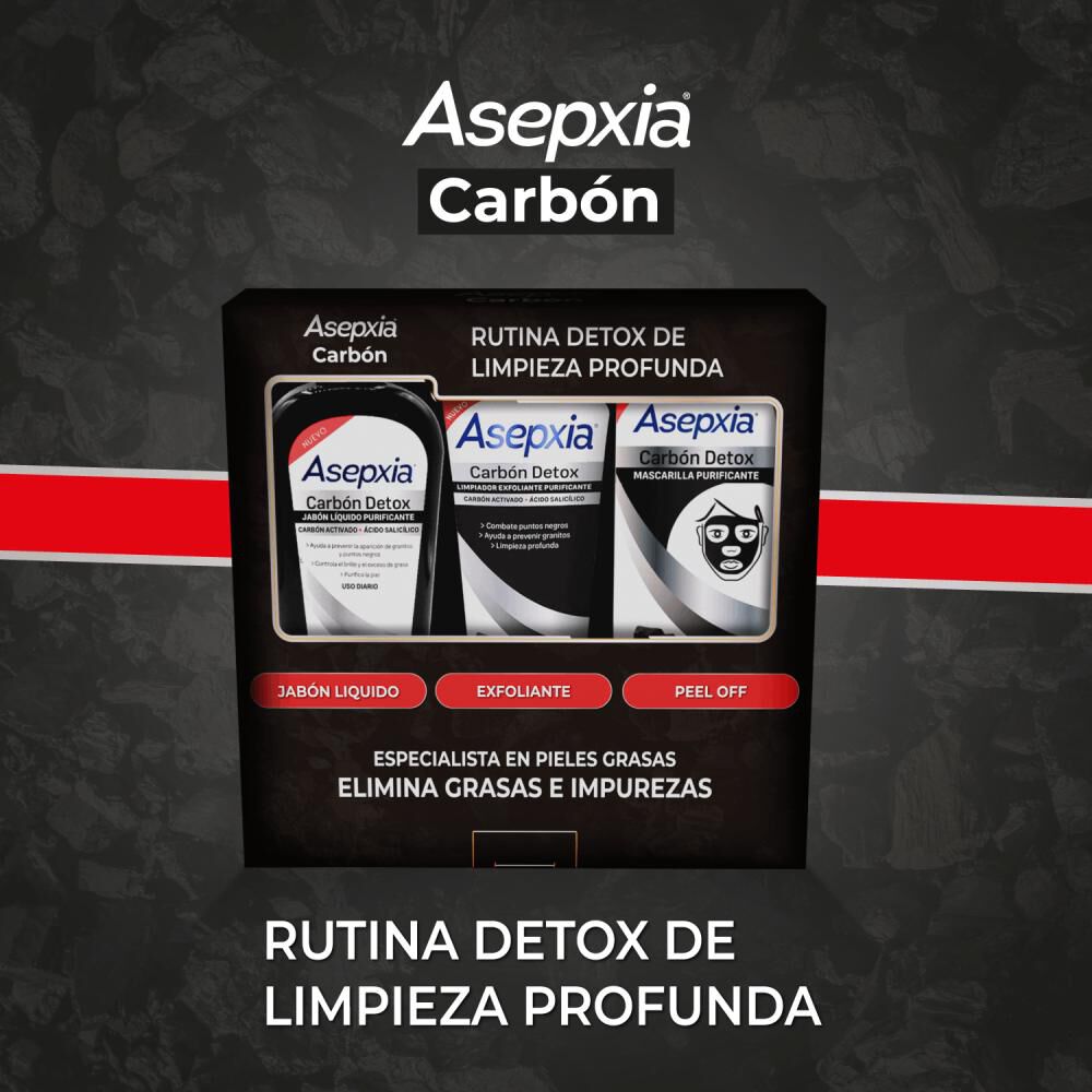 Tripack Asepxia Carbón Limpiador Liquido + Exfoliante + Peel Off image number 4.0