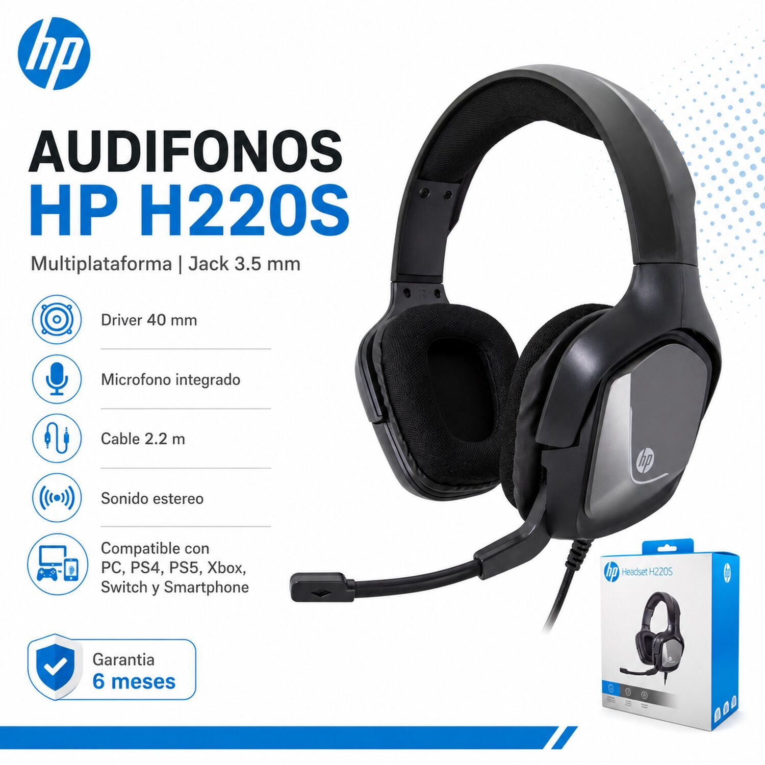 Aud&iacute;fonos Hp Multiplataformas H220s Grafito Jack 3.5mm image number 6.0