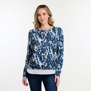 Sweater Full Print Manga Larga Cuello Redondo Mujer Geeps