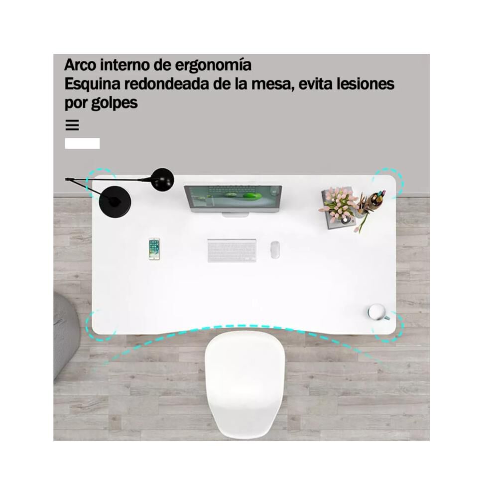 Mesa De Ordenador Diseño Curvo Para Hogar Oficina Madera image number 5.0