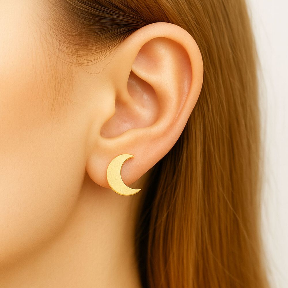 Aros Luna Oro 18k 5mm Atornillados 0.70gr Mujer Ni&ntilde;a Hipoalerg&eacute;nicos image number 2.0