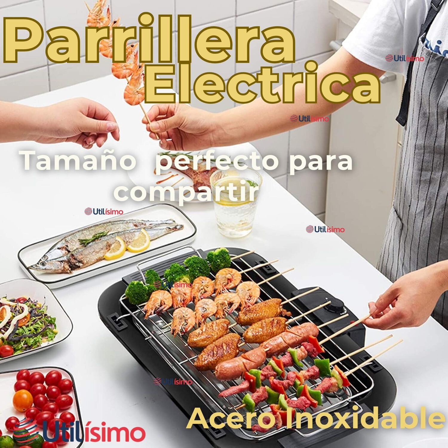 Parrillera El&eacute;ctrica Asador 2000w De Potencia Antiadherente Negro image number 1.0