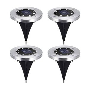 Set 4 Focos Led Carga Solar Para Jard&iacute;n Con Estaca