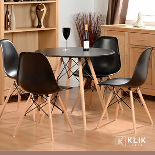 Comedor Mesa Eames Redonda Negra 80cm + 4 Sillas Eames Negra Comedor Mesa Eames Redonda Negra 80cm + 4 Sillas Eames Negra