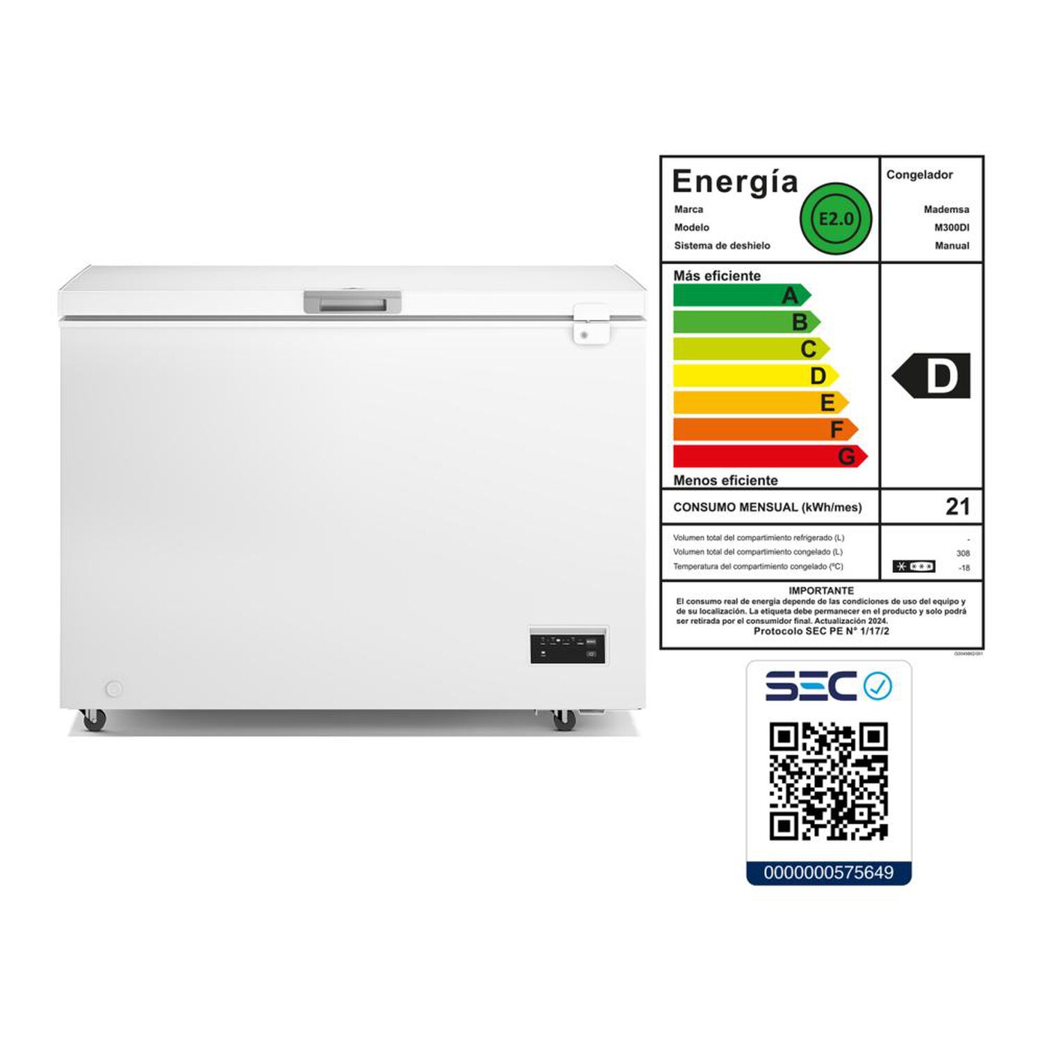 Freezer Horizontal Mademsa M300di / Fr&iacute;o Directo / 308 Litros / D image number 9.0