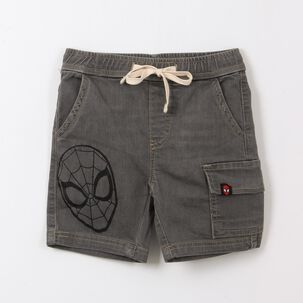 Short Ni&ntilde;o Gris Cargo Denim Spiderman Marvel