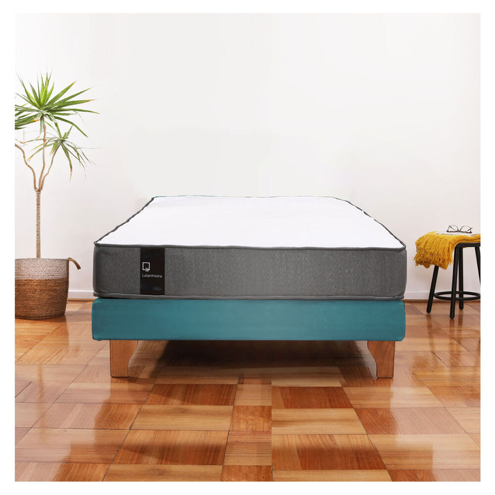 Cama Europea Zen Best 1.5 Plaza Tela Velvet Turquesa image number 0.0