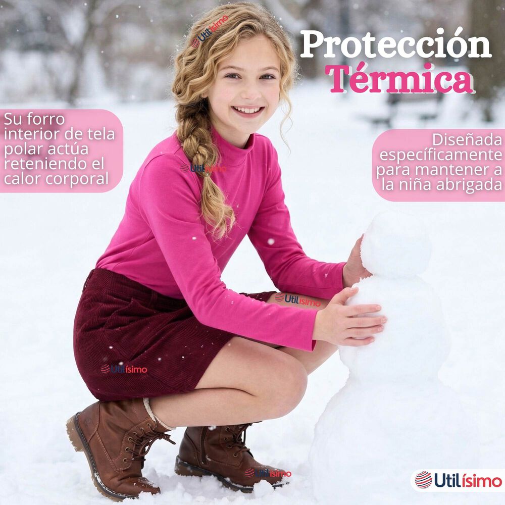 Polera Camiseta Polar Fucsia Primera Capa Cuello Beatle Manga Larga Ni&ntilde;a image number 4.0