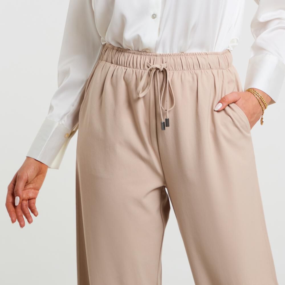 Pantalón Pretina Eláasticada Tiro Medio Palazzo Mujer Kimera image number 4.0