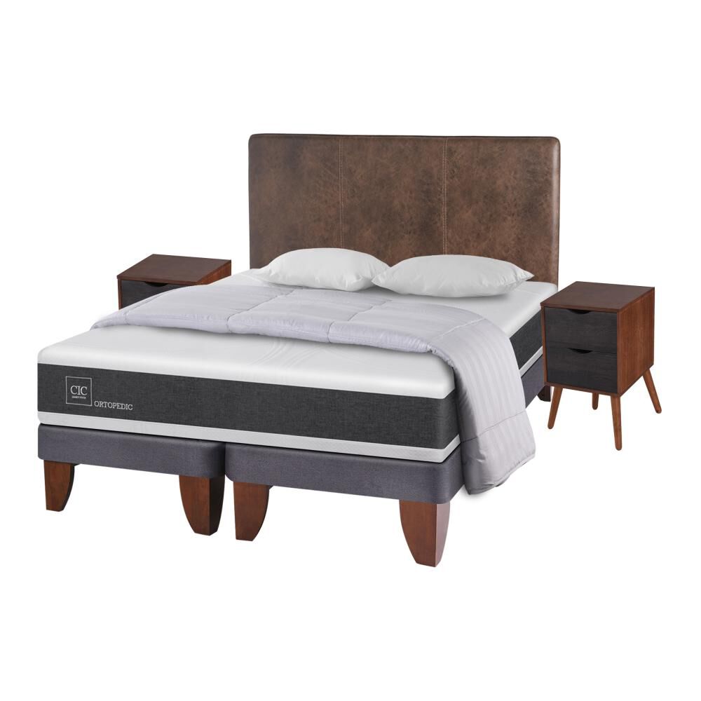 Cama Europea Cic Ortopedic / King / Base Dividida + Set De Maderas + Textil image number 1.0