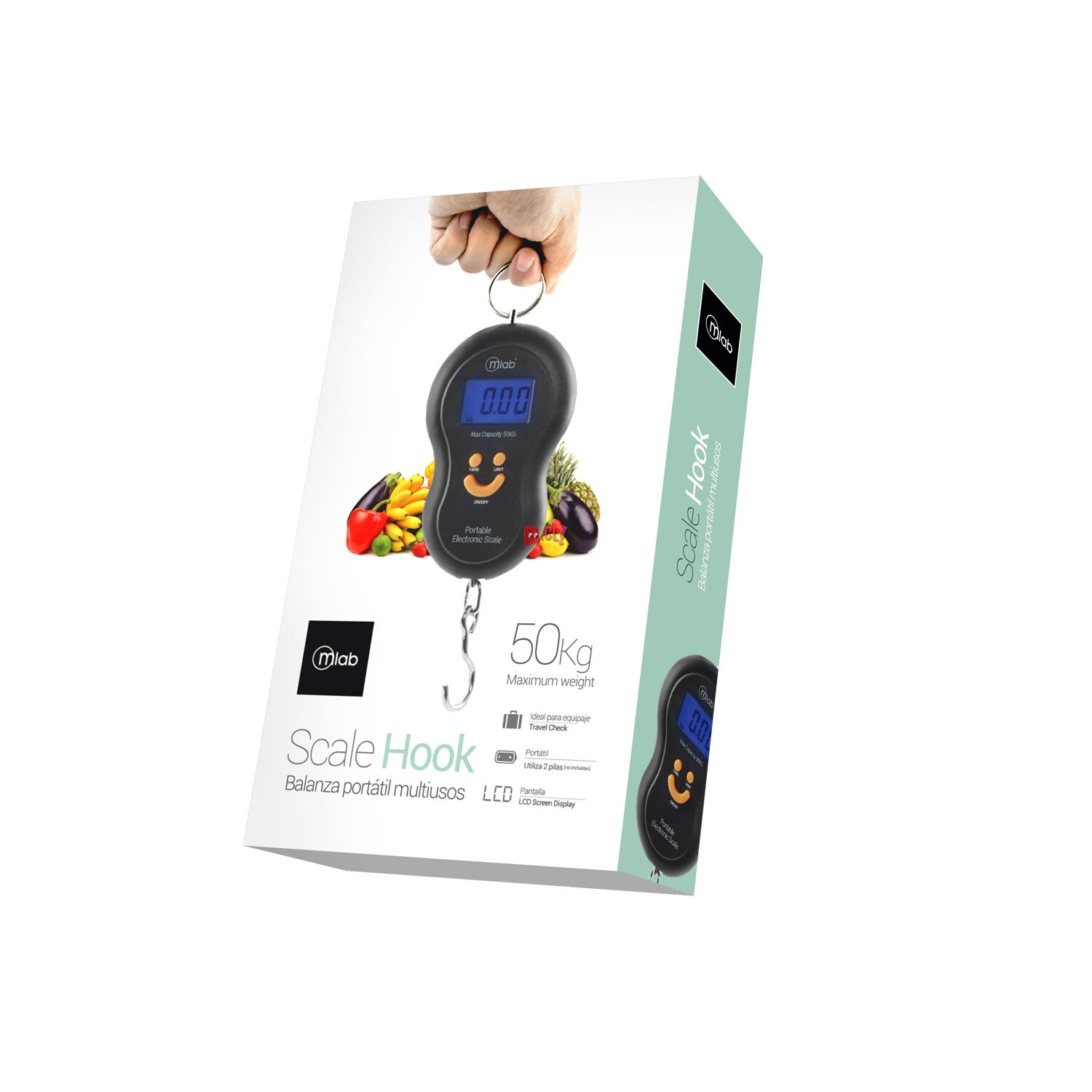 Pesa Balanza Port&aacute;til Pantalla Digital 50kg Scalehook Negro - Ps image number 1.0
