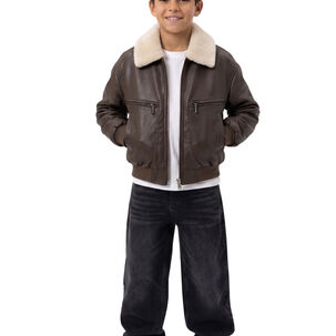 Chaqueta Oversize Cafe Ecocuero Y Chiporro Calidad Premium