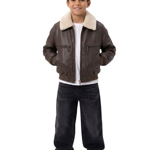 Chaqueta Oversize Cafe Ecocuero Y Chiporro Calidad Premium